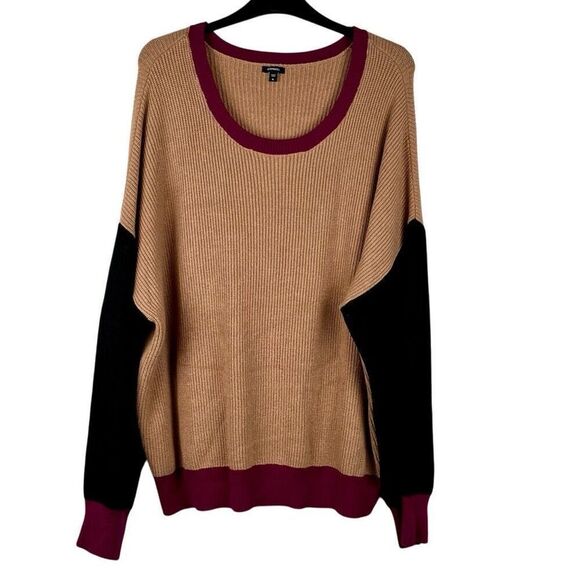 Express Sweaters - Express Color Block Ribbed Crewneck Sweater XL